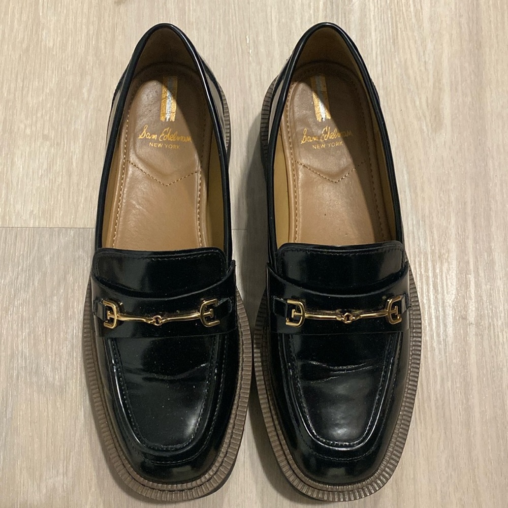 Sam Edelman Chunky Laurs Platform Lug Sole Loafers Size 8.5 Worn Brown and Black